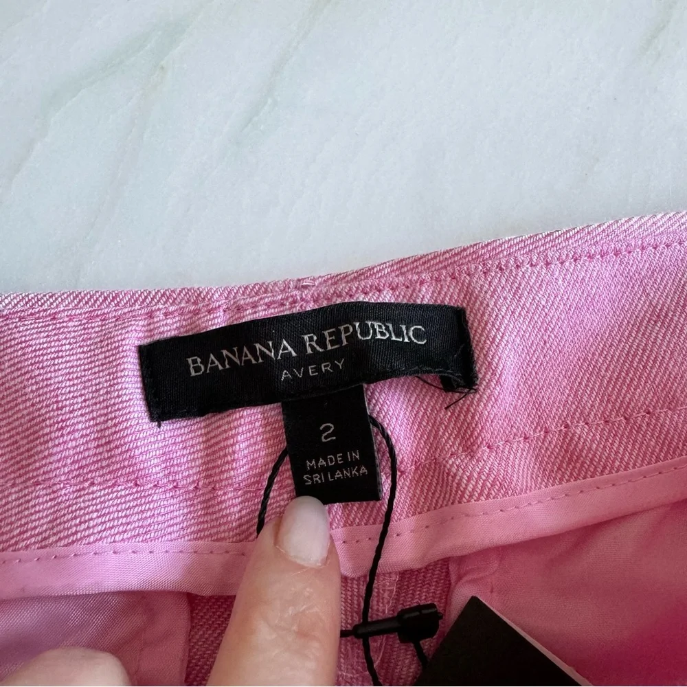 Banana Republic Avery Straight-Fit Linen-Cotton Classic Pink Sz 2